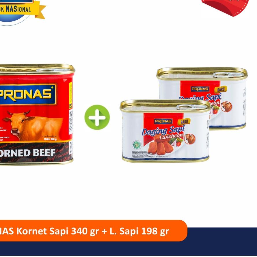 

♚ PRONAS Paket Exclusive Kornet Sapi 340 g dan Luncheon Sapi 198 g bundling 3 pcs ✧