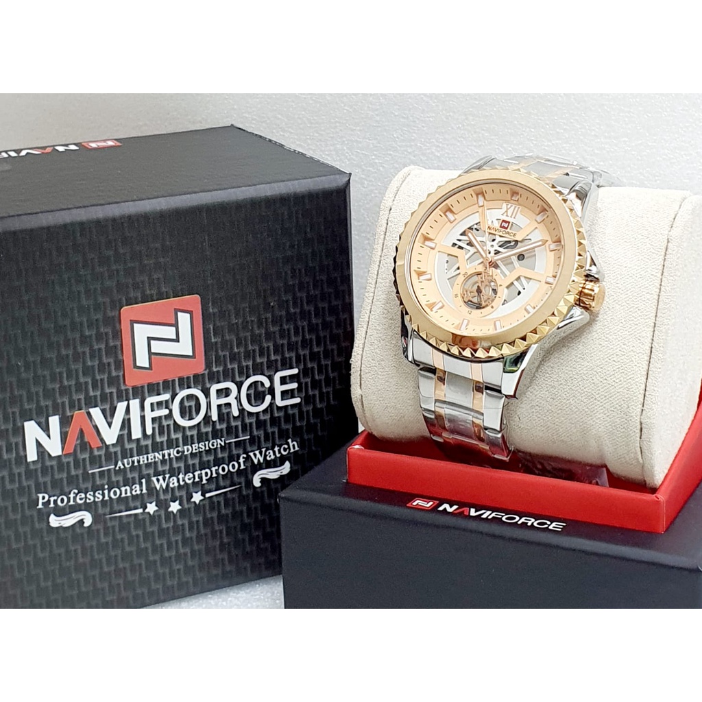 BEST SELLER JAM TANGAN PRIA NAVIFORCE ORIGINAL 9186 I286 ANALOG TALI RANTAI DM 4.8CM FREE BOX &amp; BATERAI || JAM TANGAN FASHION PRIA JAM TANGAN COWOK MURAH