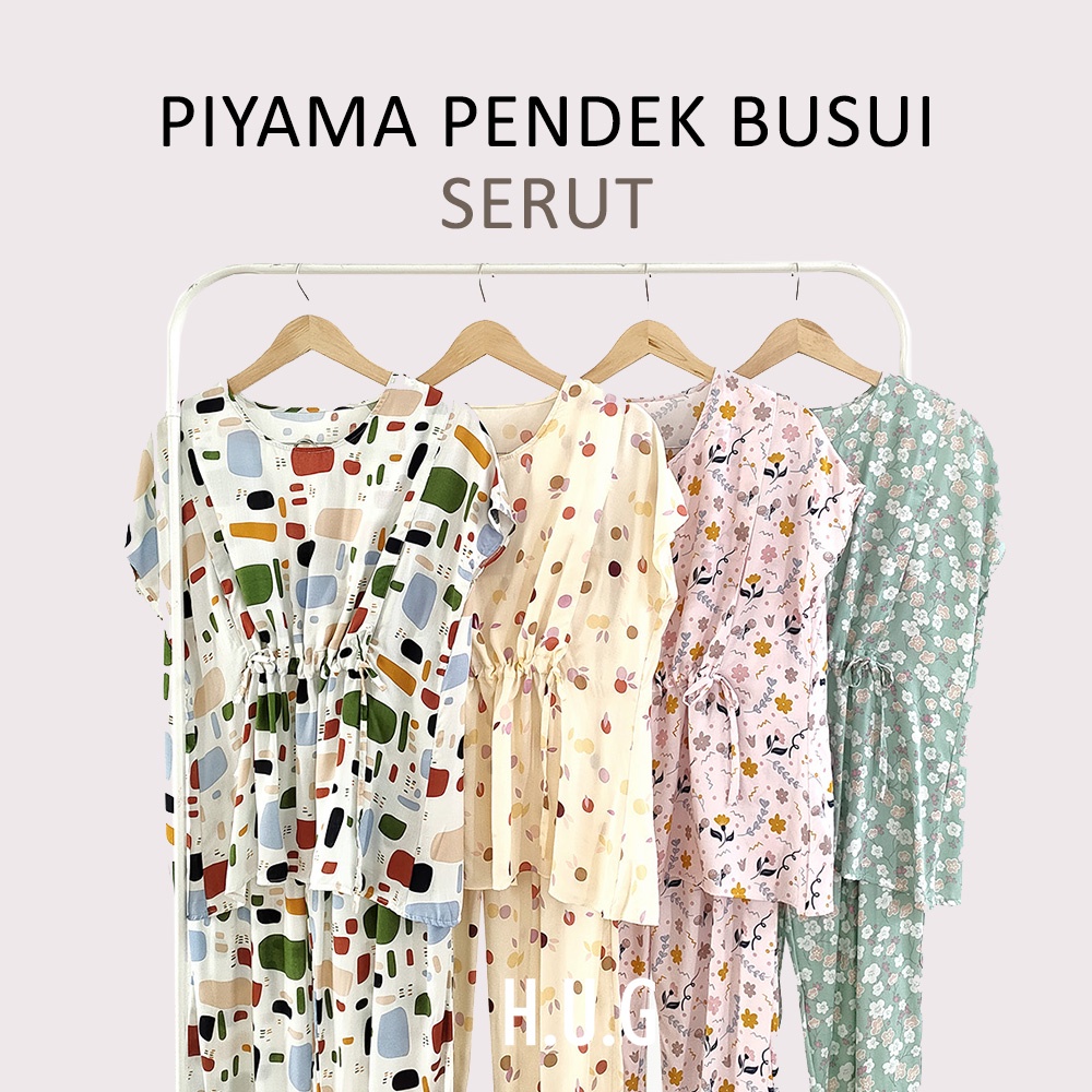 HUG - Piyama Pendek Menyusui Rayon Serut Depan