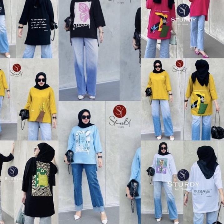 ▼ Atasan kaos oversize By Sturdy original bahan adem ♢