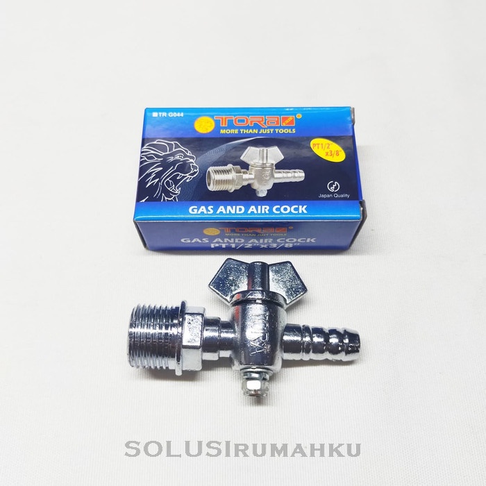 Sensor Tora Kran Gas Kran Angin Drat 1/2 Inch X Moncong Selang 3/8" Kompresor