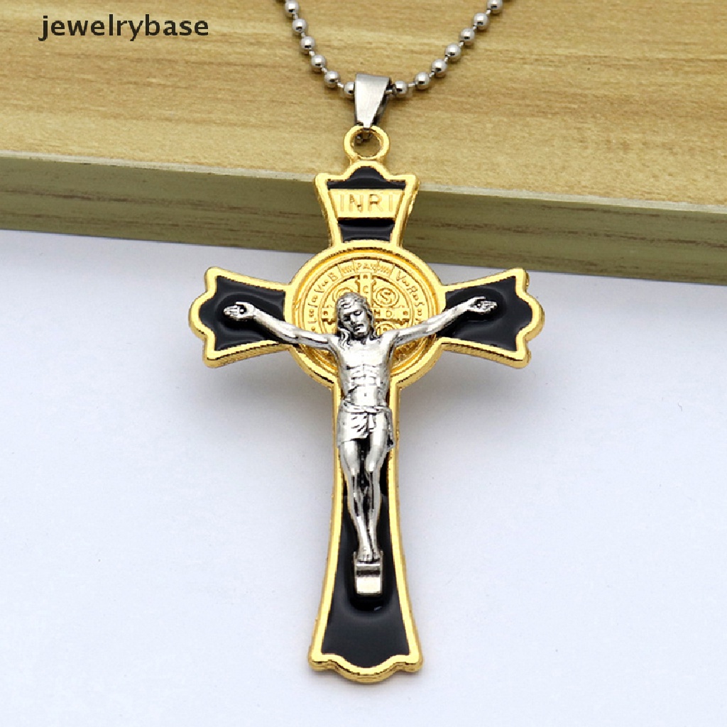 [jewelrybase] 1pc Kalung Kristen Salib Yesus Aksesoris Pakaian Retro Warna Tua Kalung Butik