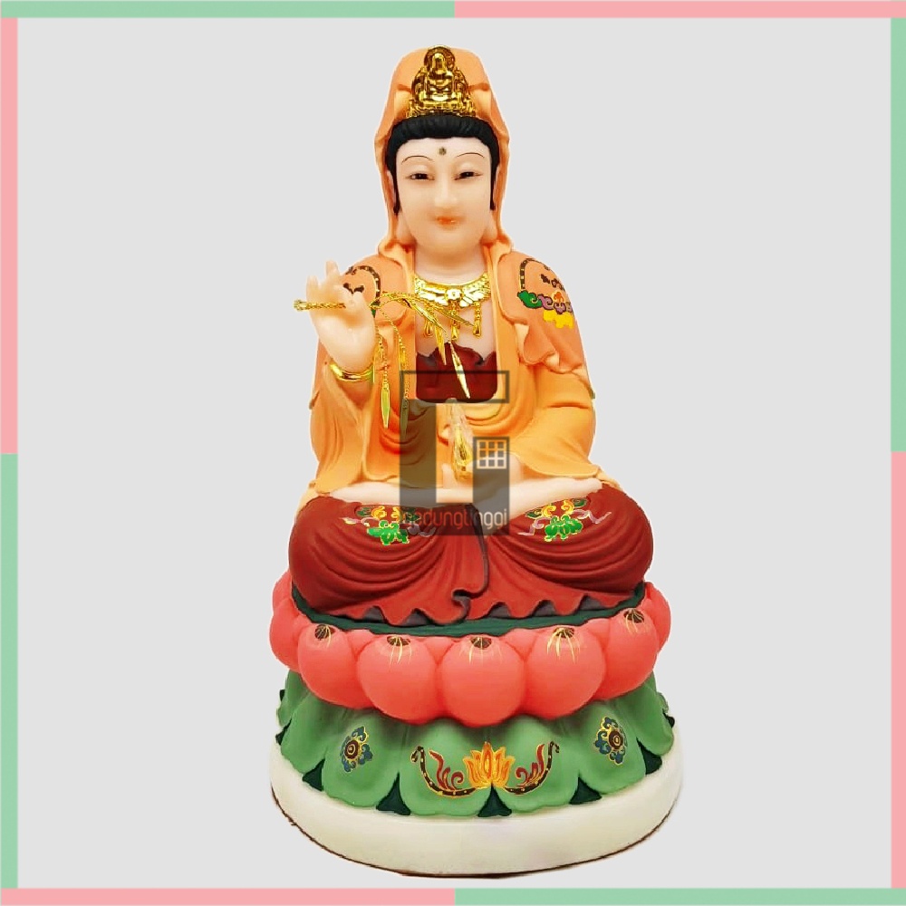 Pajangan Patung Hiasan Hadiah Kado Meja Kantor Dewi Kwan Kuan Im Berdiri Keadilan Pohon Benda Fengshui Fengsui Feng Shui Tree Dewa Rejeki Rezeki Hoki Meja Altar Sembahyang Sembayang Emas Gold Keberuntungan Batu Giok Resin Decoration Buddha Budha Besar XL