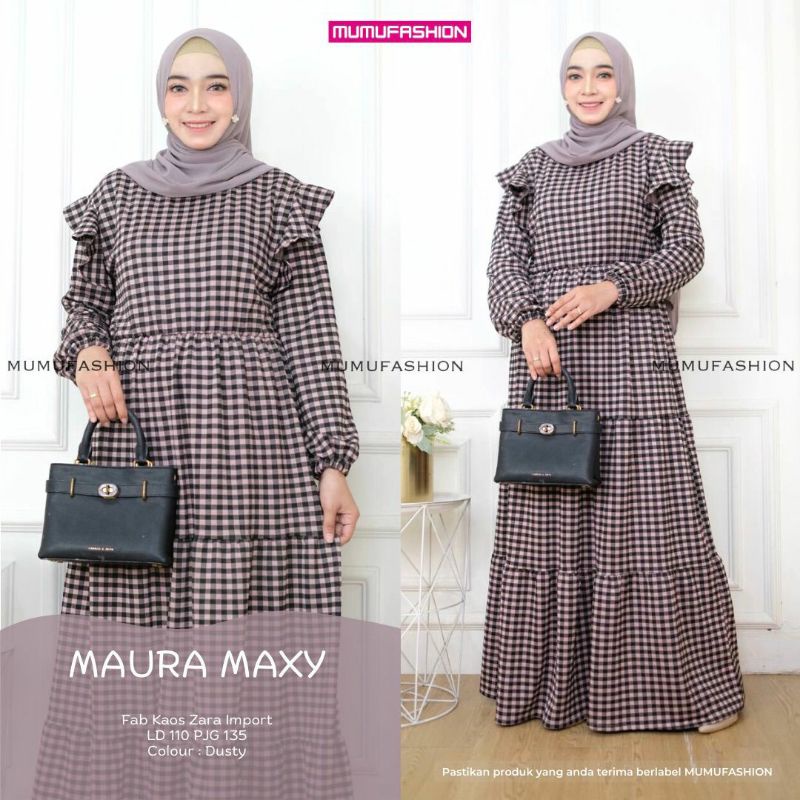 MUMU - Maura Maxy Gamis Kotak Kotak  by Mumufashion Grosir Solo