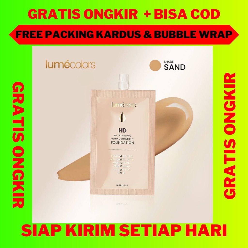 Foundation Lumecolors HD Full Coverage Original Sachet 10 ml Sand, Foundation Alas Bedak Make Up Sha