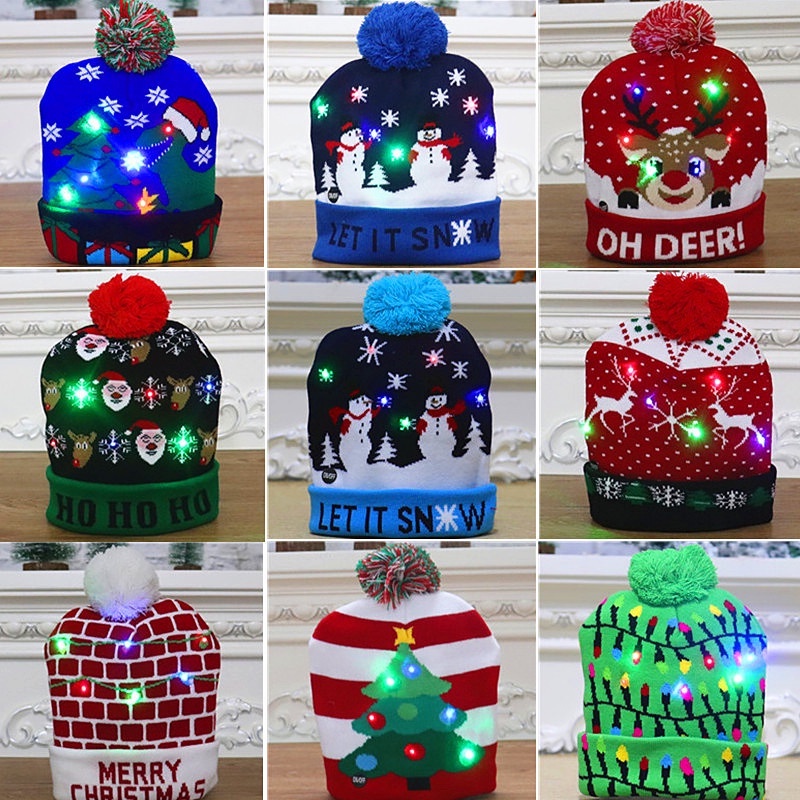 Topi Rajut Desain Santa Warna-Warni Untuk Dekorasi Natal