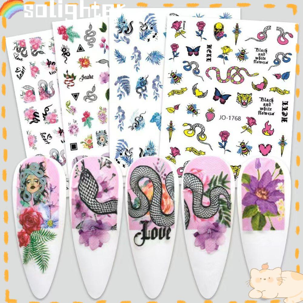 Solighter Nail Art Sticker Stiker Kuku 3D Keren Manicure Skeleton
