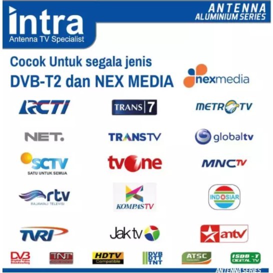 Antena TV Digital  Remote Intra 888 DGT Atena Luar dan dalam Free Kabel 10 Meter