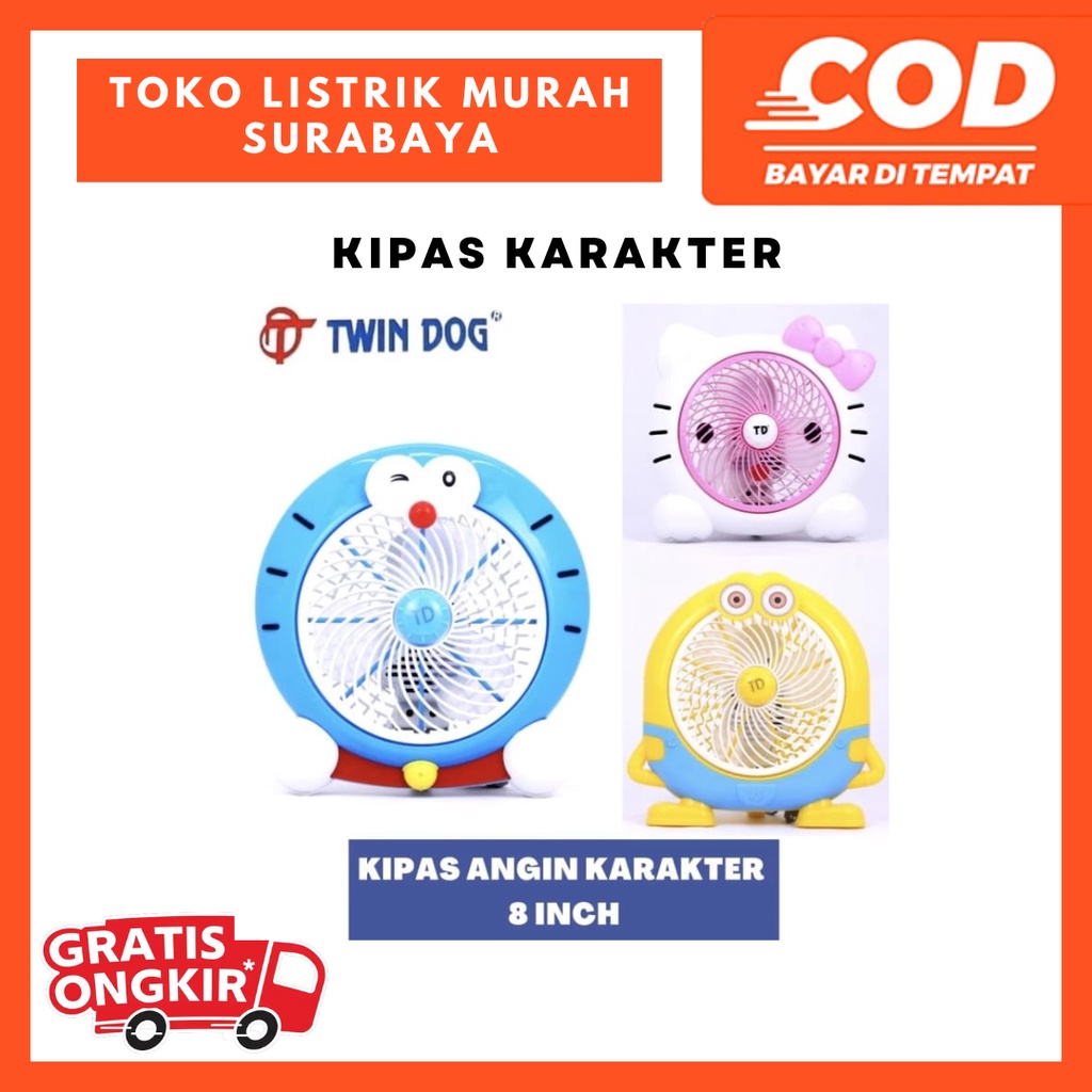 KIPAS ANGIN KARAKTER/ KIPAS MEJA KARAKTER TWIN DOG TD