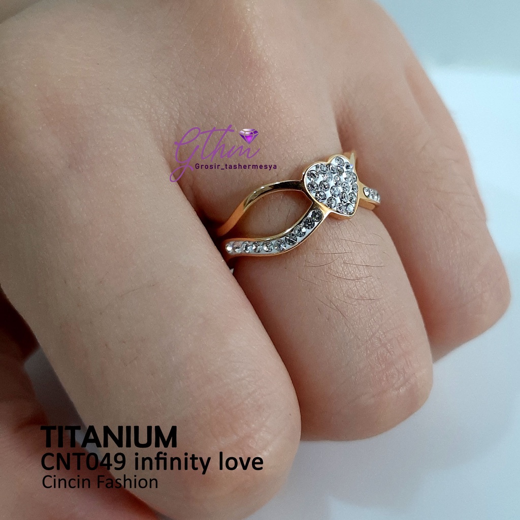 Cincin Titanium Infinity LOVE Mata Anti karat Perhiasan Fashion Import Premium cnt049