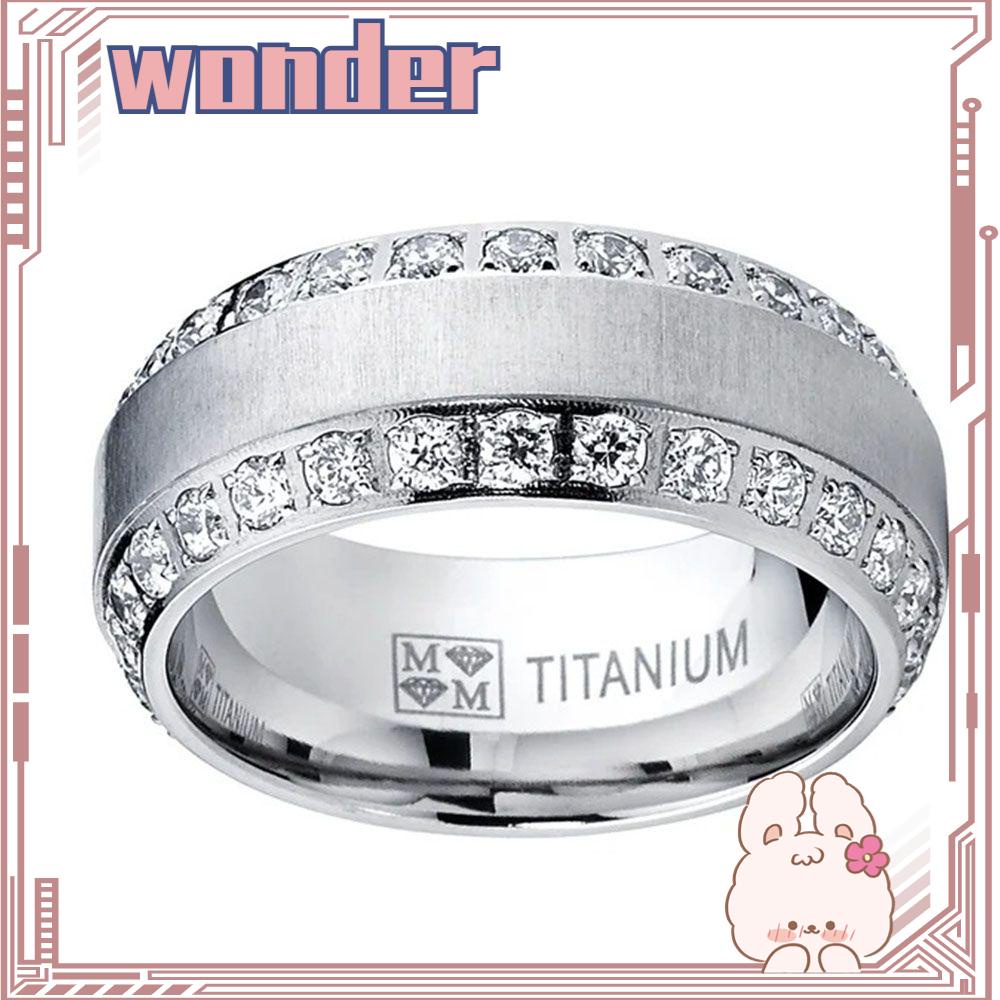 Wonder Cincin Pria Hadiah Zirconia Pesta Pernikahan Titanium