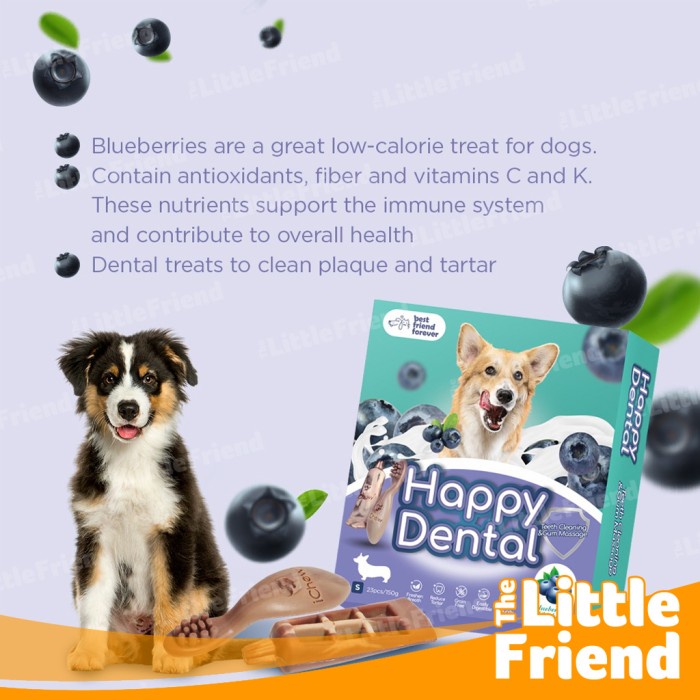 Snack Cemilan Anjing Pembersih Karang Gigi HAPPY DENTAL Blueberry