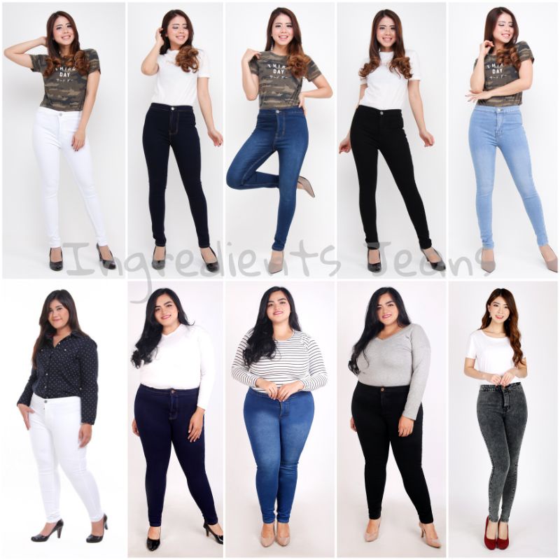 Celana Highwaist Jeans Wanita Jumbo JSK JEANS [Size 27-38]