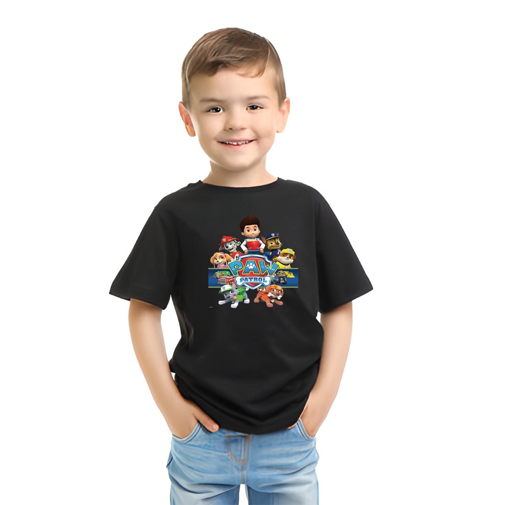 New Kaos Distro Paw Patrol Anak Laki Laki Umur 4-8 Tahun Bahan Cotton 30s