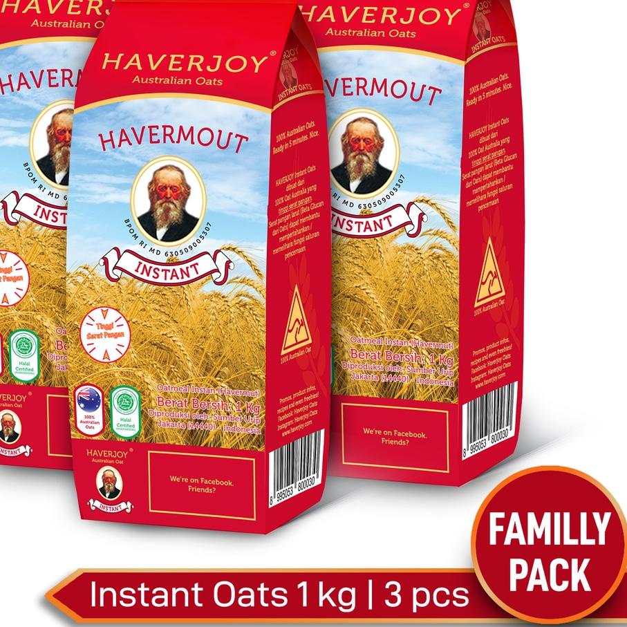 

™ Haverjoy Family Pack Instant Oats 1kg - 3 Pcs ♬