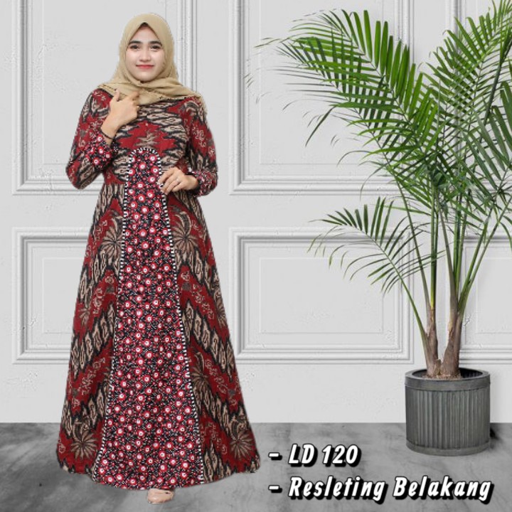Gamis Batik Katun Manggar Padi Sekar Cantik Kubis Kipas Daun Kupu Jumbo LD 110 LD 120  Couple Model 