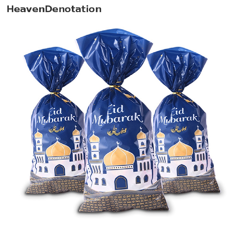 [HeavenDenotation] 50pcs Kantong Bingkisan Eid Mubarak Plastik OPP Permen Cookie Bag Ramadan Kareem Decor HDV