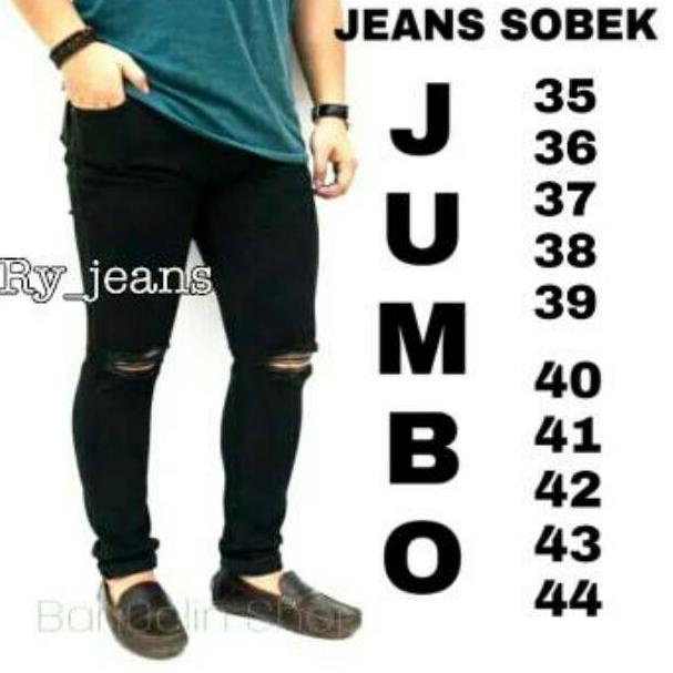 RECOMENDED Jeans jumbo pria celana hitam sobek lutut ripped jeans pria streeth