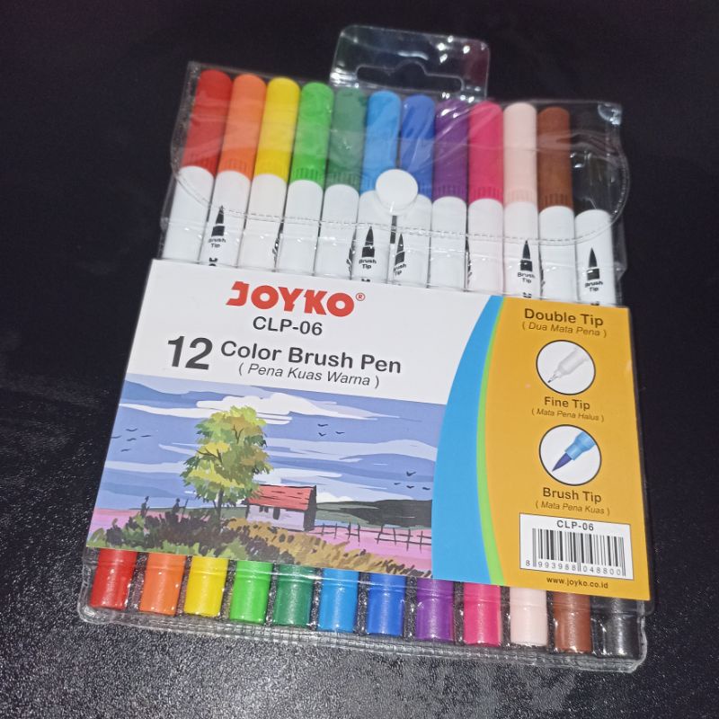 

Color Brush Pen/ Pena Kuas Warna Joyko/ 12 Warna Dual Tip Brushpen