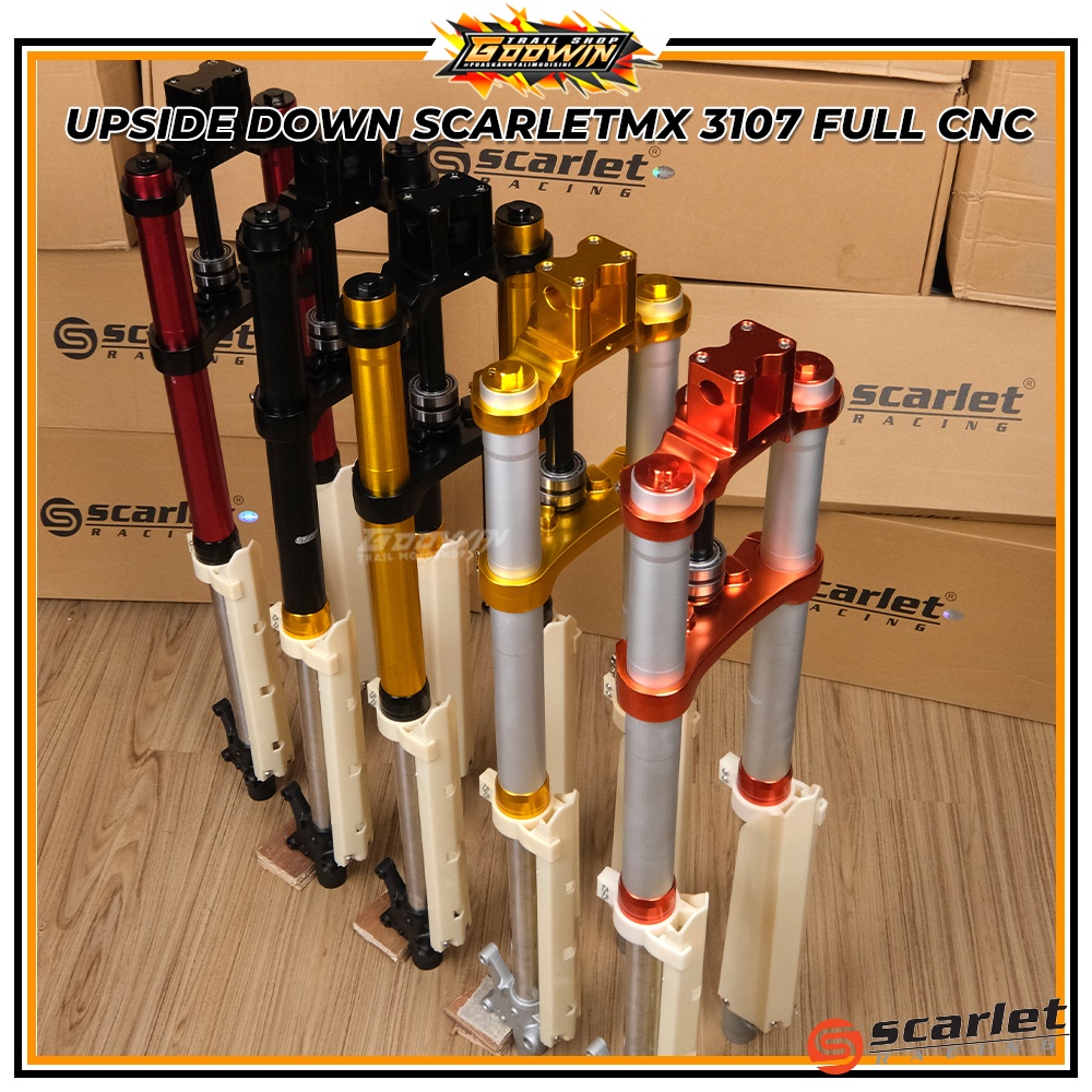Upsidedown USD Upside Down Shock Depan SCARLET MX 2 Adjuster KLX 150 CRF 150L Full CNC + Stang KLX150 BIFGOOT DTRACKER NEW 3107 Plus Bearing
