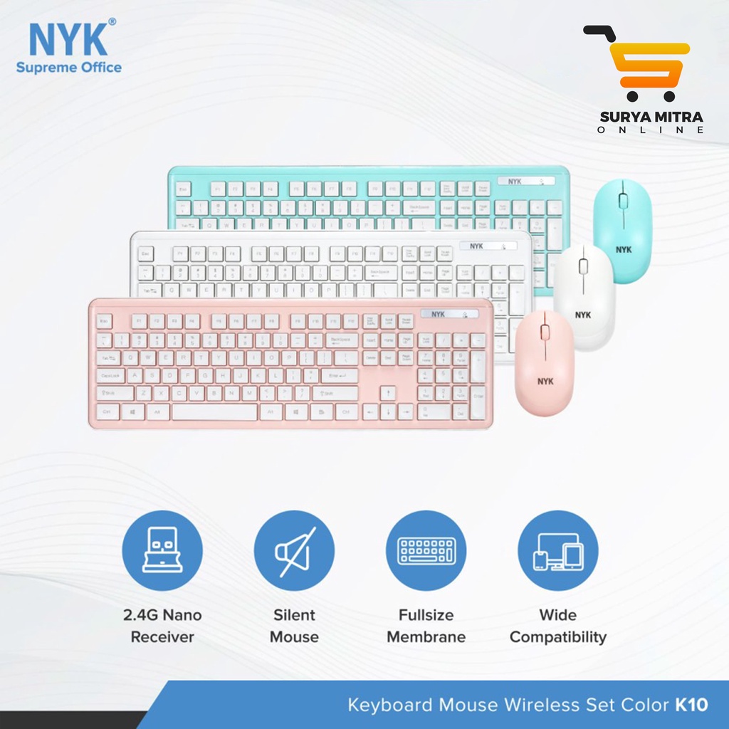 NYK Keyboard Mouse Combo WIreless K10 Silent Combo 2.4Ghz