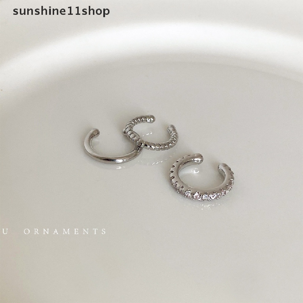 Sho 3Pcs/Set Anting Klip Asimetris Untuk Hoop Tulang Rawan Fashion Minimalis Unisex N