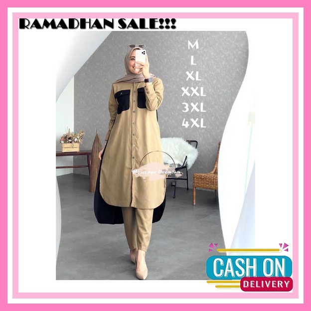 Raya Set Setelan Atasan Kulot Wanita Reamaja Kekinian Fashion Muslim Bahan Shakila Premium Import Ba