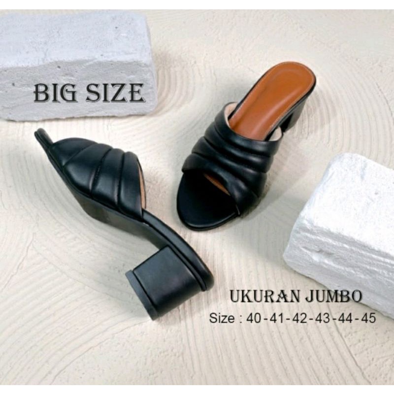 Bisa COD / Higheels Ukuran Besar 41-45 Slop Kulit Kaki Gemuk Jebrag / Sendal Wanita