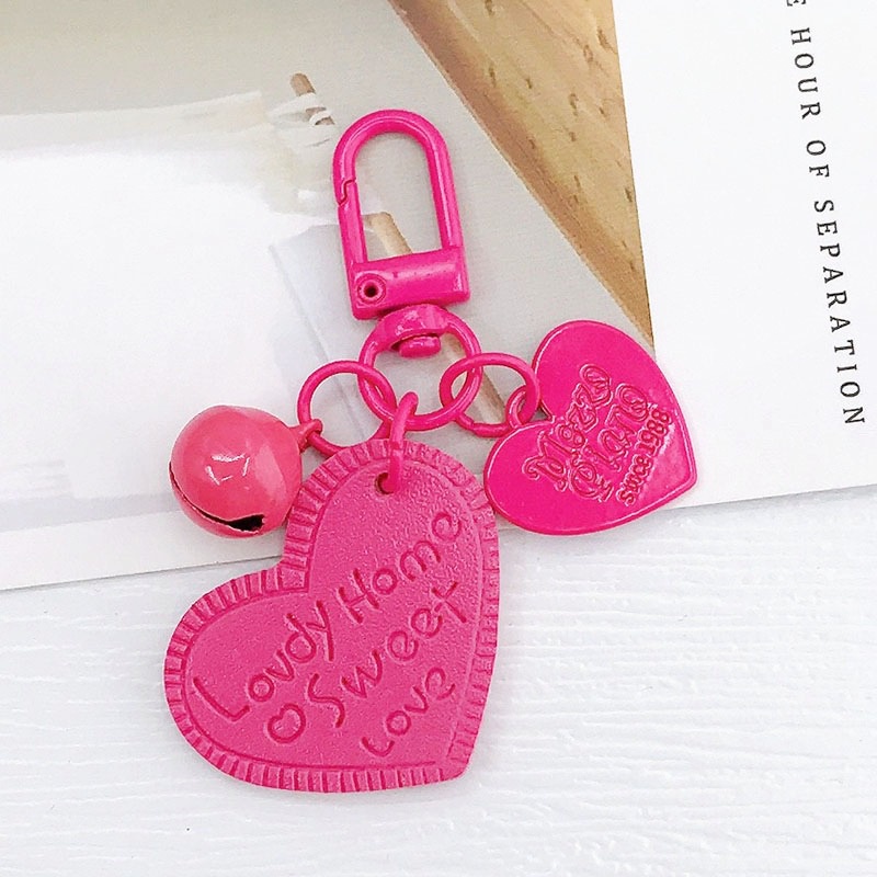 11warna Solid Ukir Kulit PU Cinta Hati DIY Liontin Gantungan Kunci Untuk Semua Ponsel Bluetooth Earphone Tas Untuk iPhone Android OPPO VIVO Huawei Xiaomi Redmi Samsung Sarung