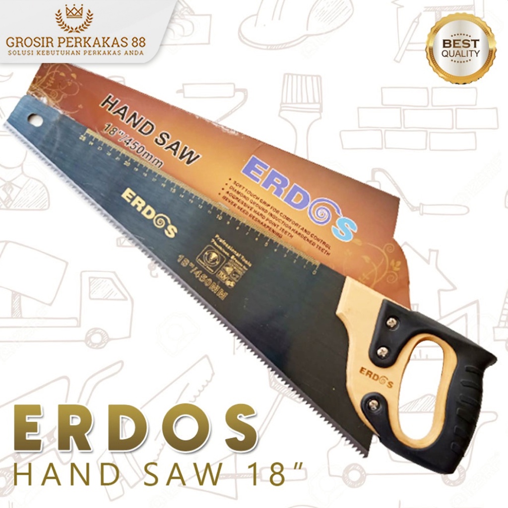 Gergaji Tangan Graji Kayu Geraji 18 Inch Erdoss Belah Potong Pemotong Teflon