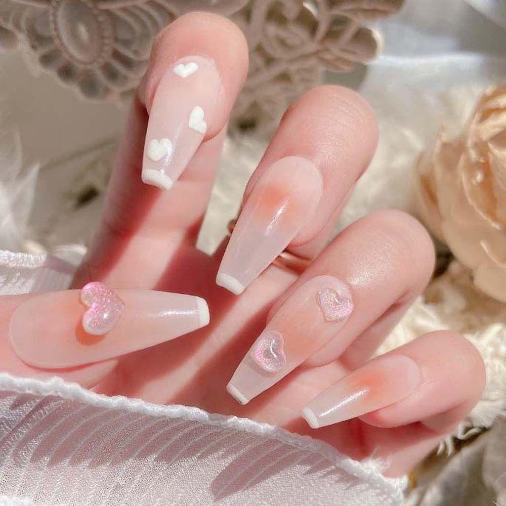 AUGUSTINA Agustina Jantung Dekorasi Kuku Pesona Kuku Fashion Cinta Hati Manikur Aksesoris Nail Art Perhiasan 3D Naill Art Drills