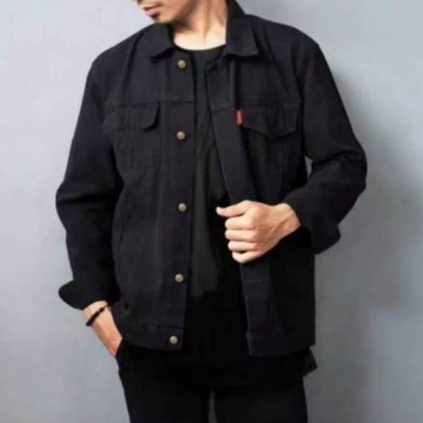 LANGSUNG ATC Jaket Jeans Pria LEVIS Hitam Pekat Keren Terbaru - Jacket Denim Distro Kekinian