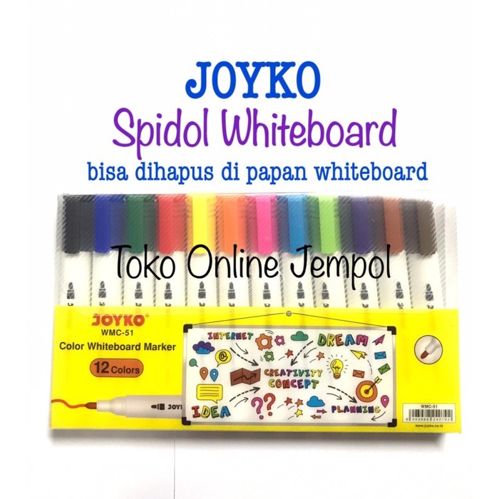 

BISA COD Spidol Whiteboard Joyko WMC-51 marker papan tulis 12 warna ATK1105JY