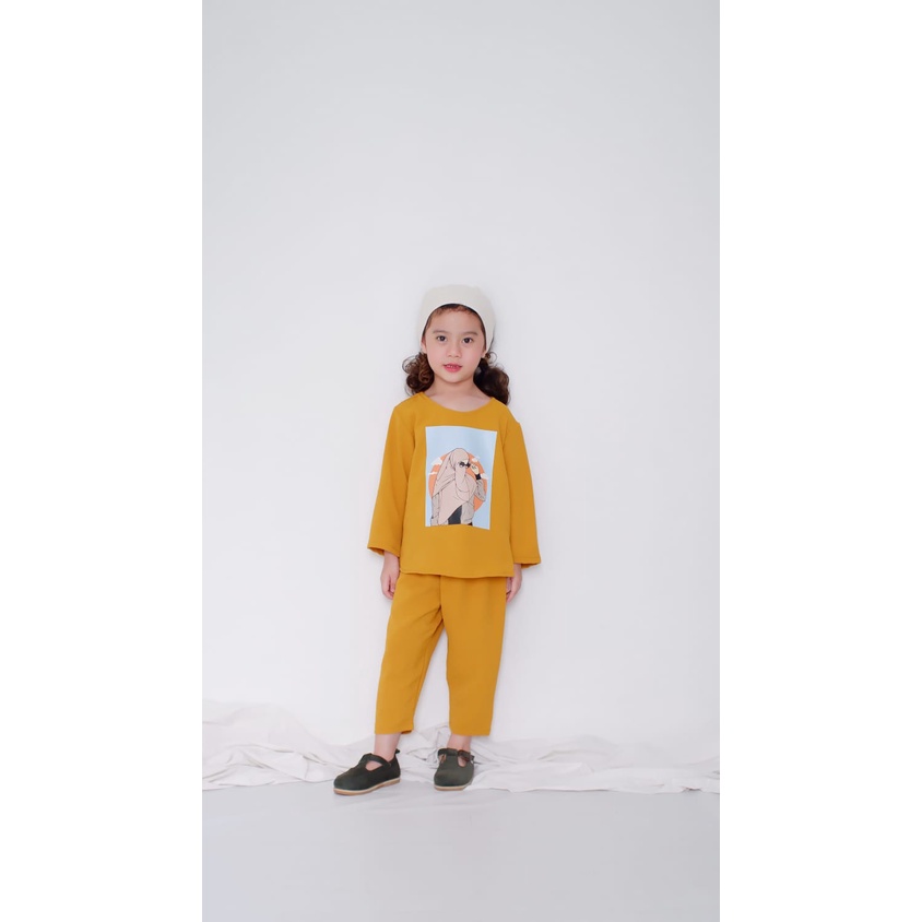 KALILA - ARDINA Tyfor 3/4 Set Anak Perempuan Bahan Cringkle Usia 1 - 6 Tahun | Setelan Baju Anak