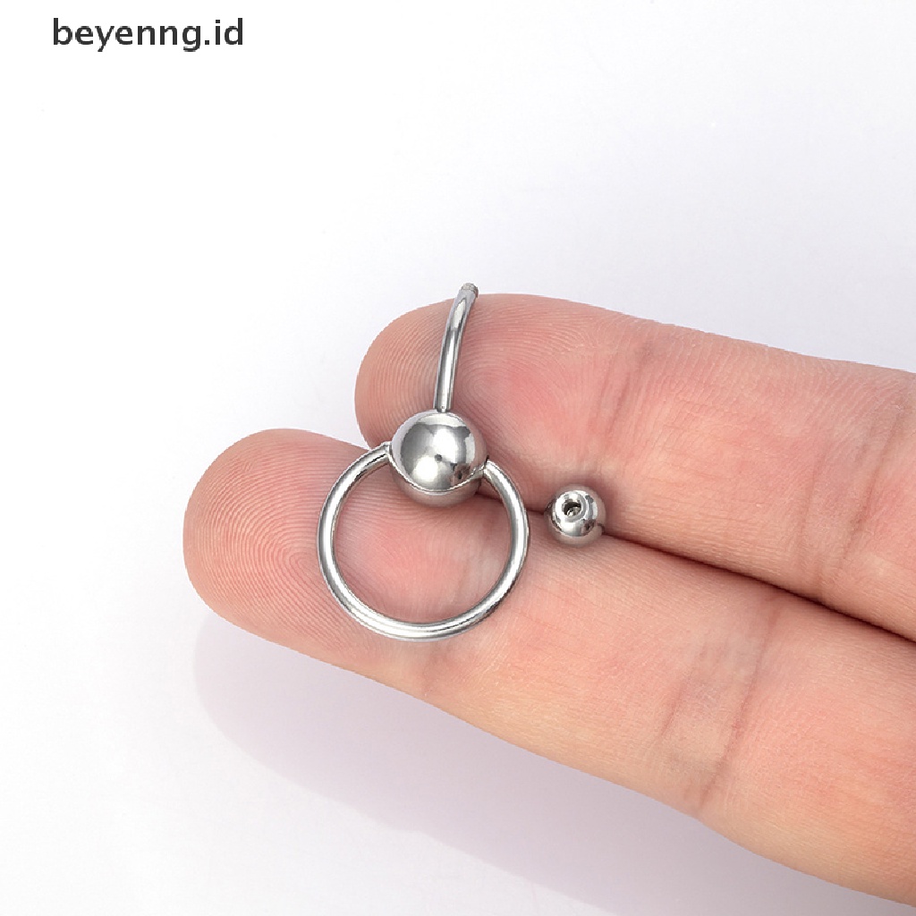 Beyen Stainless Steel Bar Kristal Curvy Belly Navel Cincin Helix Body Jewelry ID