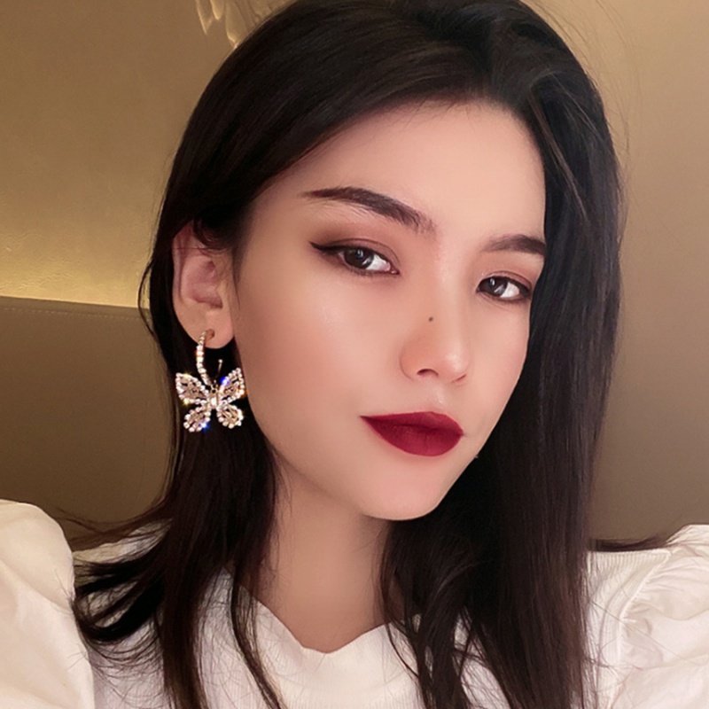 [AYBx] Fashion Mutiara Kupu-Kupu Berongga Warna Berlian Stud