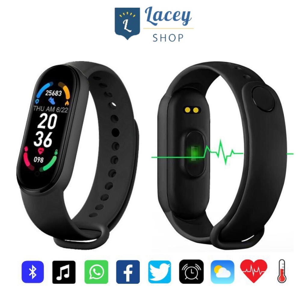 Jam Tangan M5 M6 Smartwatch Heart Rate Blood Pressure Fitness Tracker