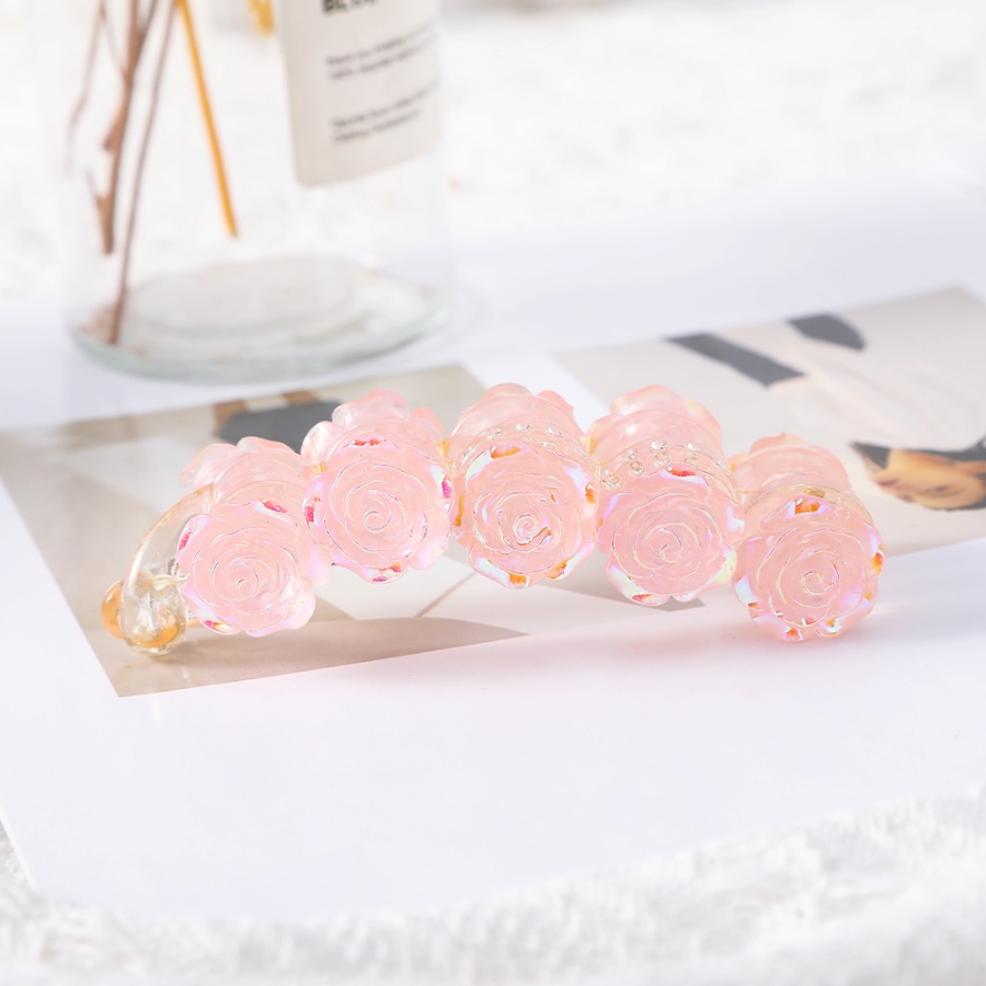 Korea Kristal Bunga Mawar Rambut Band Kepang Plastik Headband Hair Clip Woman Aksesoris Rambut