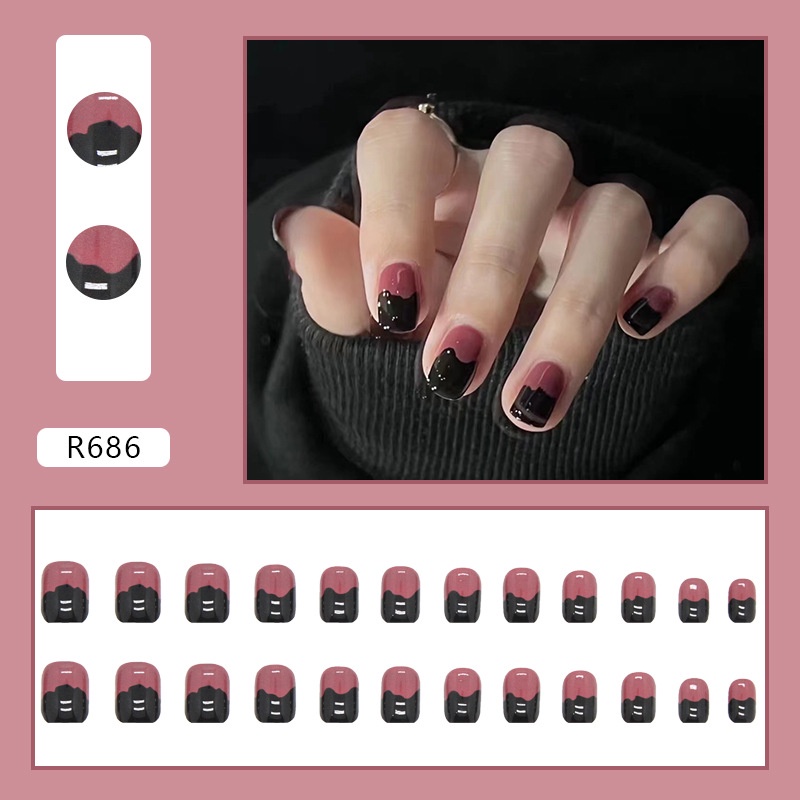 R681-R700 Full Cover Fake Nails Nail Art Tips False Nails 24 Pcs / box