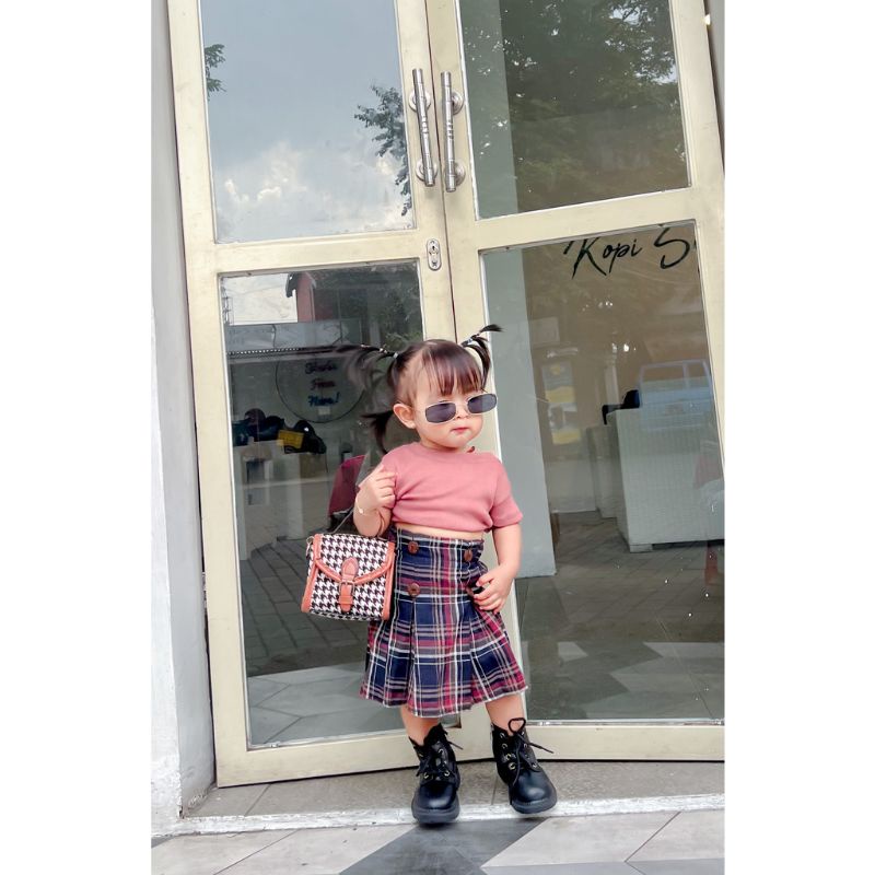 Kaos Anak Perempuan CROP Tee Ruffle Knit Rib | Baju ATASAN Anak Cewek Bahan Knit Rib Halus Dan Lembut | Baju Pakaian Anak Cewek