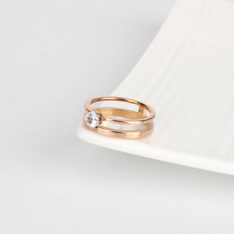 Cincin tingkat satu zircon Titanium Stainless Steel 316L anti karat harga grosir bisa bayar di tempat