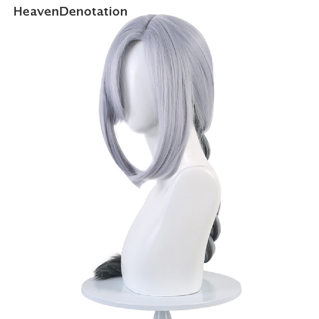 [HeavenDenotation] Game Genshin Impact Shenhe Cosplay Wig Warna Biru Putih Kepang Panjang Rambut 80cm HDV