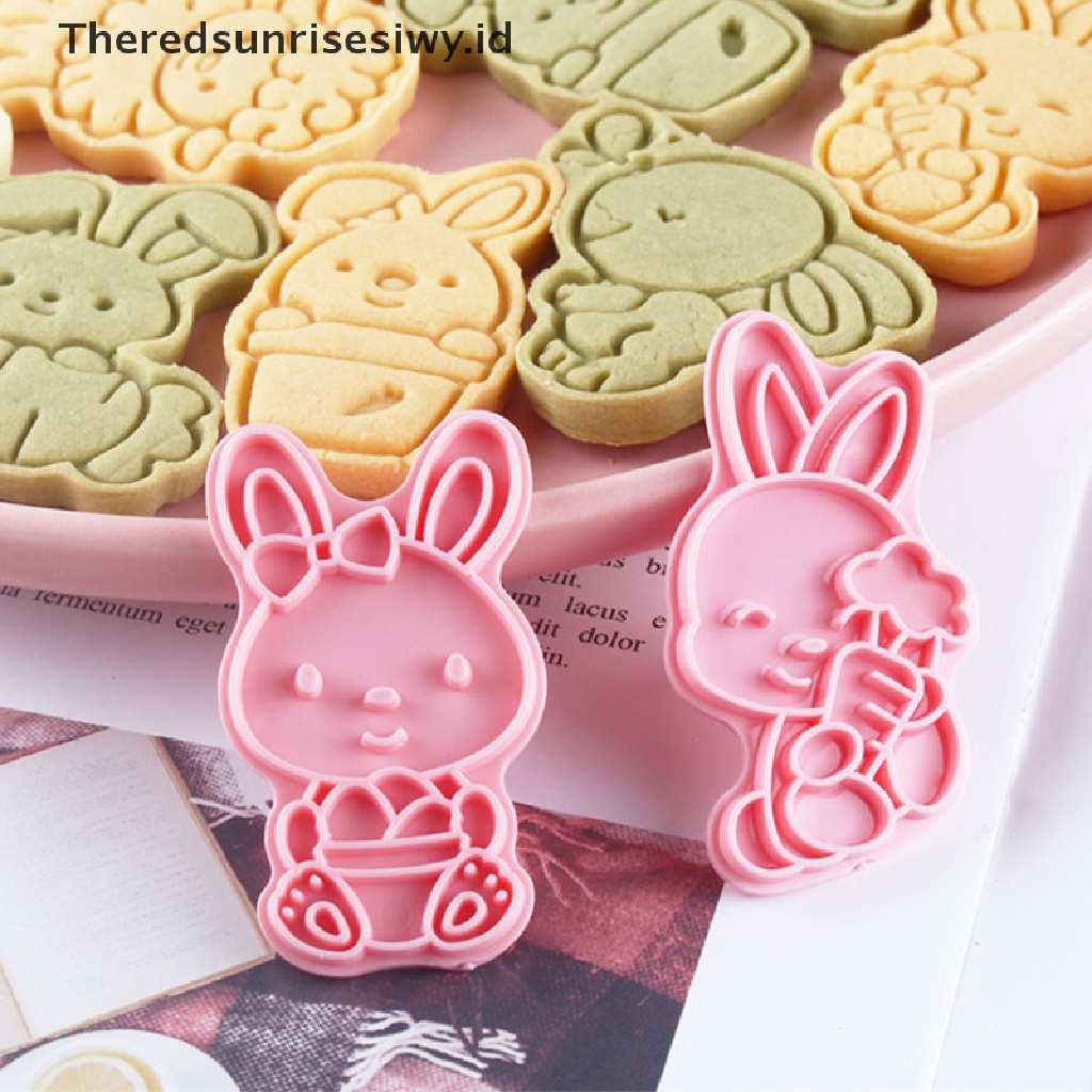 # Baju Lebaran # 8pcs/set Cetakan Kue Kering Plastik Paskah Rabbit Egg Biskuit Bunny Mold Alat Baking~