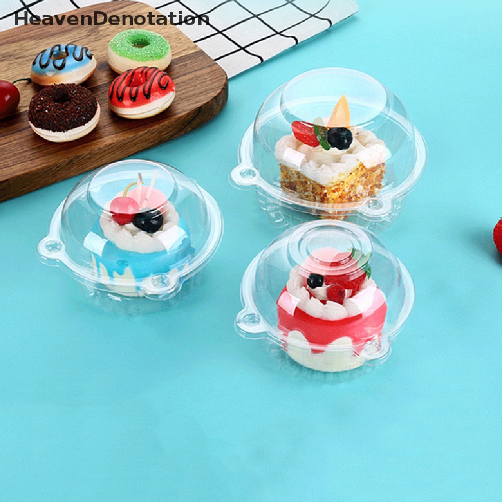 [HeavenDenotation] 10pcs Cupcake Holder Kepala Kucing Bulat Lucu Wadah Muffin Dome Plastik Bening HDV