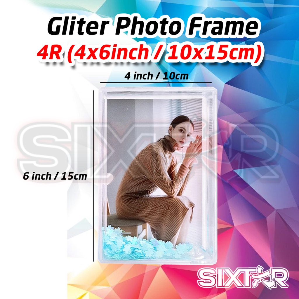 Pigura Bingkai Foto Glitter Photo Frame Holder Acrylic 4R