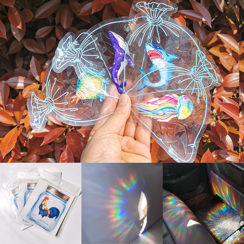 1 Buah Penangkap Matahari PVC Stiker Kaca Elektrostatik Untuk Jendela Lucu Sun-catcher Stiker Dinding Pelangi Prisma Stiker Sinar Matahari Decals