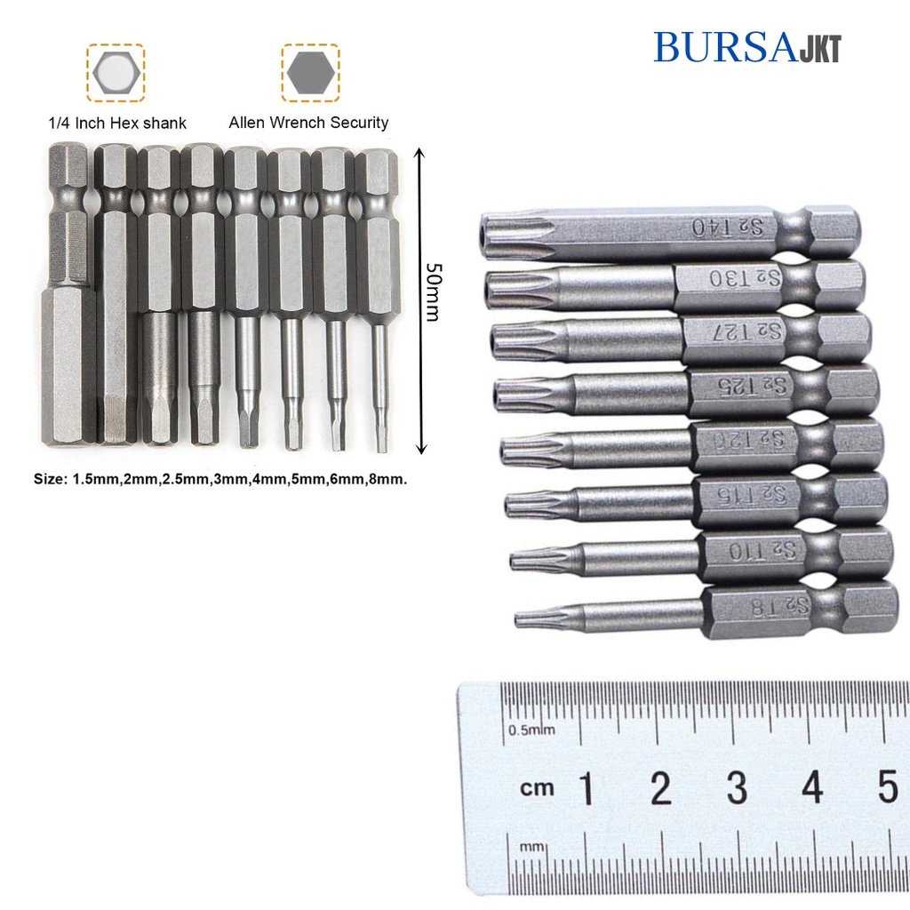 MATA OBENG HEXAGONAL HEX SHANK 1/4 INCH MAGNETIC 50MM TORX 8/10IN1