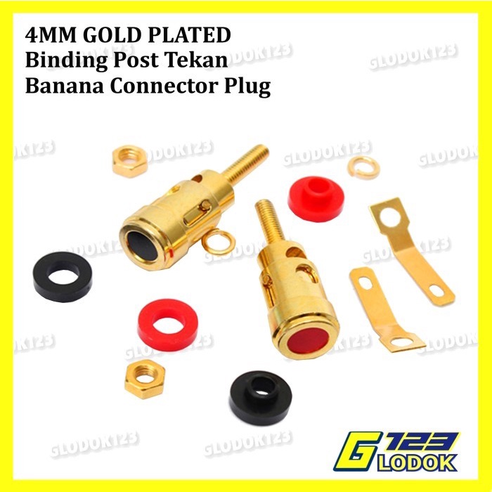 Binding Post Gold Terminal Speaker Tekan Jack Socket Banana Plug 4 MM