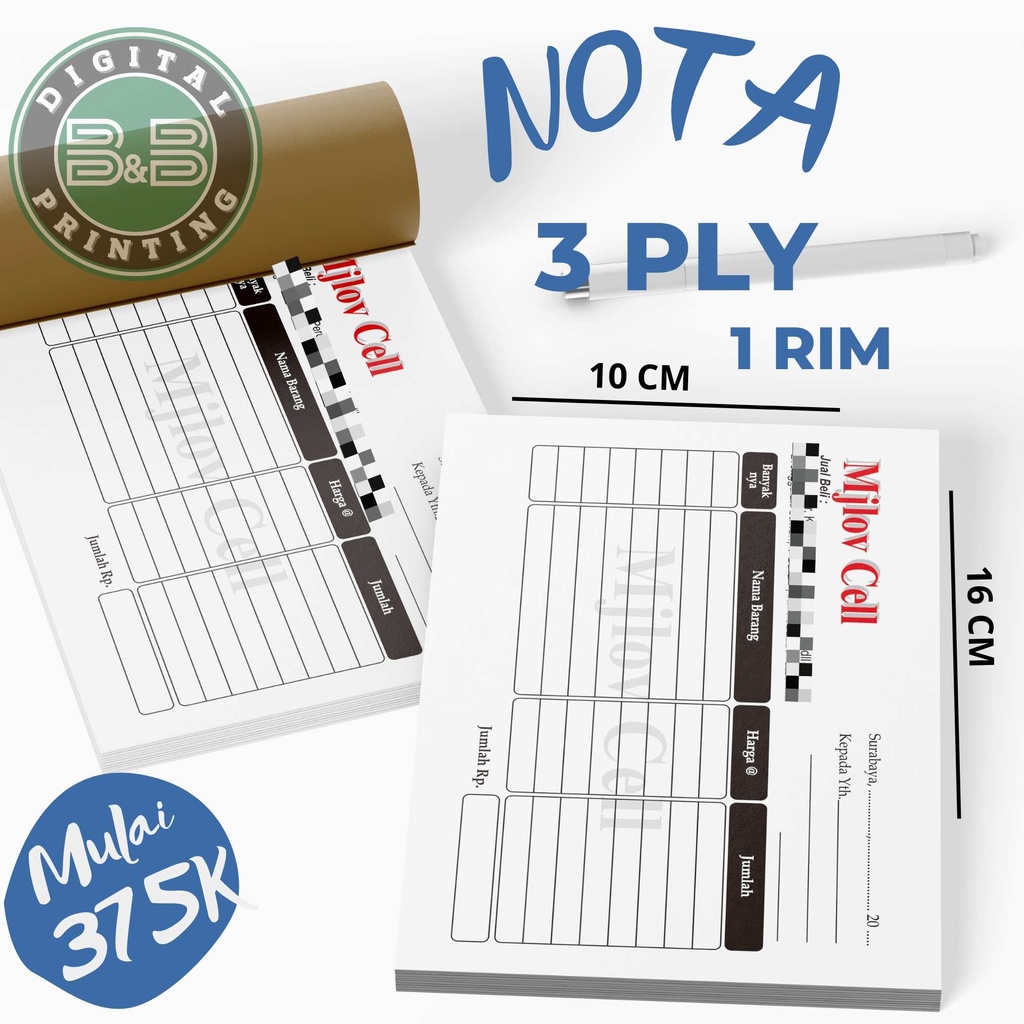 

Cetak Nota Custom Olshop Satuan Full Warna 3 PLY 1 Rim