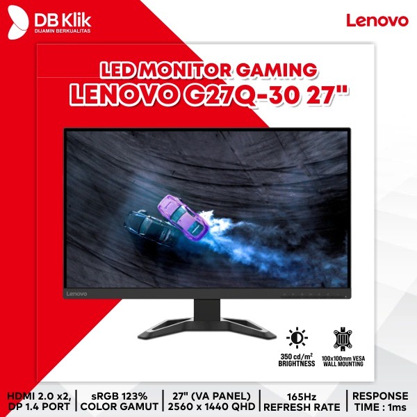 LED Monitor Gaming LENOVO G27q-30 27&quot; 165Hz QHD HDMI DP - G27Q 30